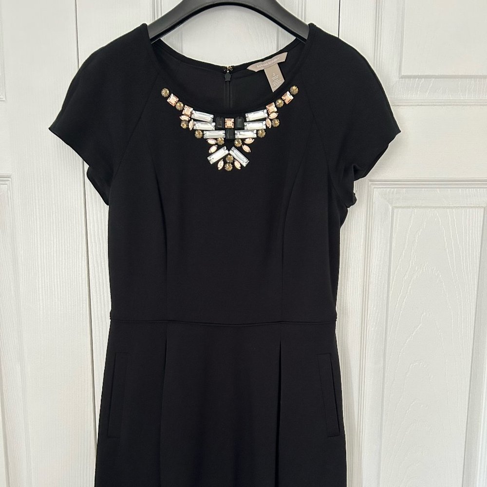 Banana Republic size 2 black jeweled party dress